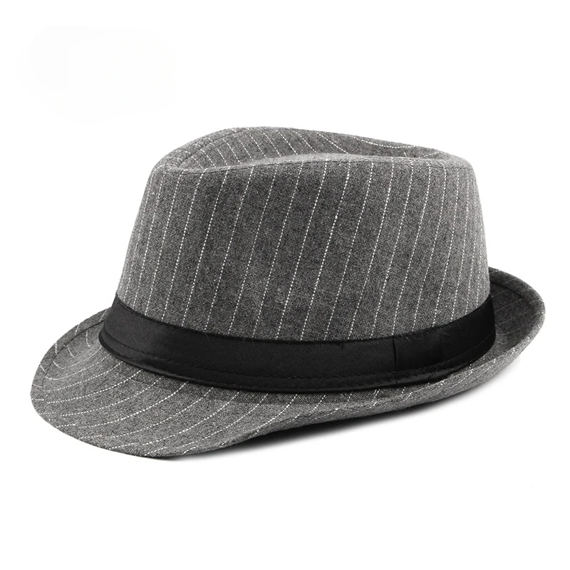 Autumn and Winter New British Men's Top Hat British Fashion Middle-aged and Elderly Striped Jazz Hat for Men