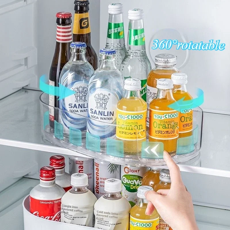 360° Rotating Tray Lazy Susan Fridge Organizer Turntable Storage Tray Clear Food Storage Organizer Spice Rack Cabinet Organizer