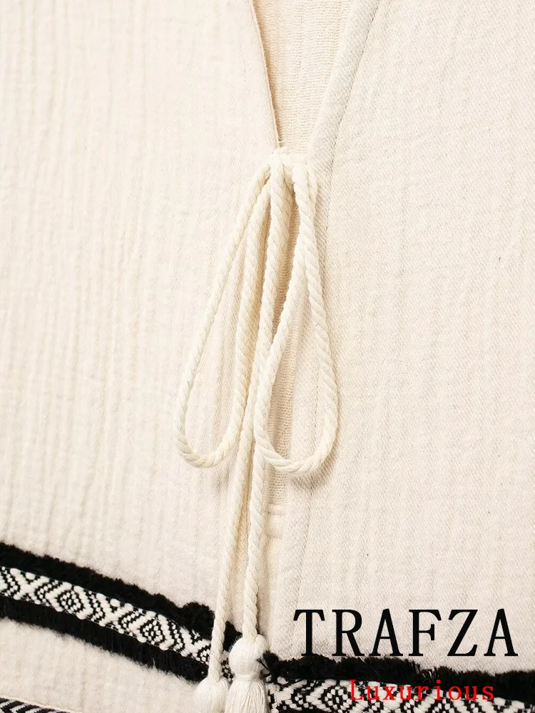 Trafza-女性の長袖Vネックルーズジャケット,ヴィンテージシックなコート,夏のアウター,カジュアル,ファッショナブル,2024