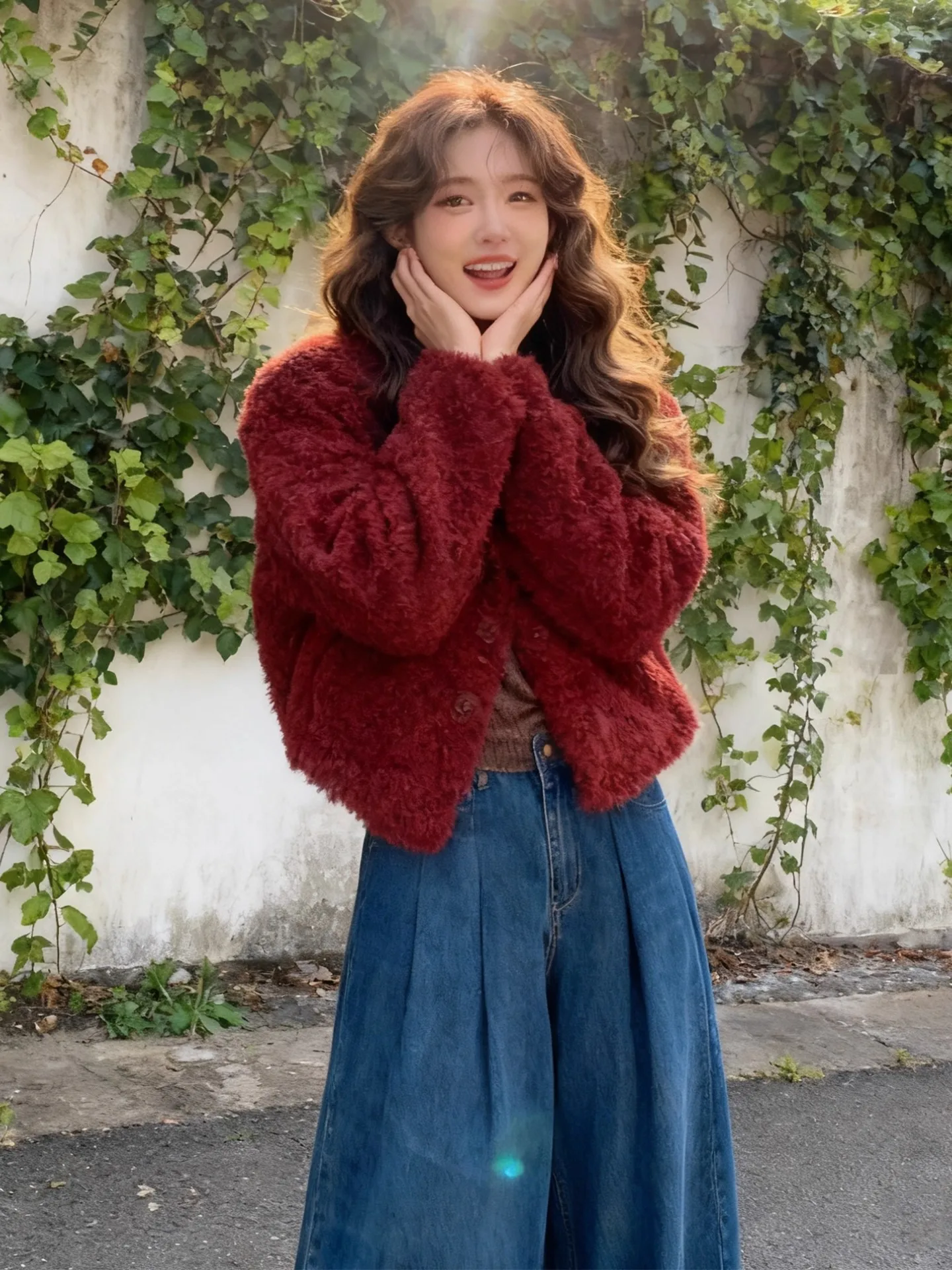 Abrigo coreano Sle ort de piel de cordero Jaet para mujer, ropa de abrigo holgada de moda para otoño e invierno, abrigo ortopé con corte levantado para mujer