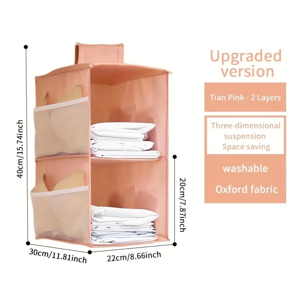 Non-woven Washable Wardrobe Multi-layer Folding Hanging Bra Storage Bag Underwear Socks Clothes Storage Organizer Hanging Bag