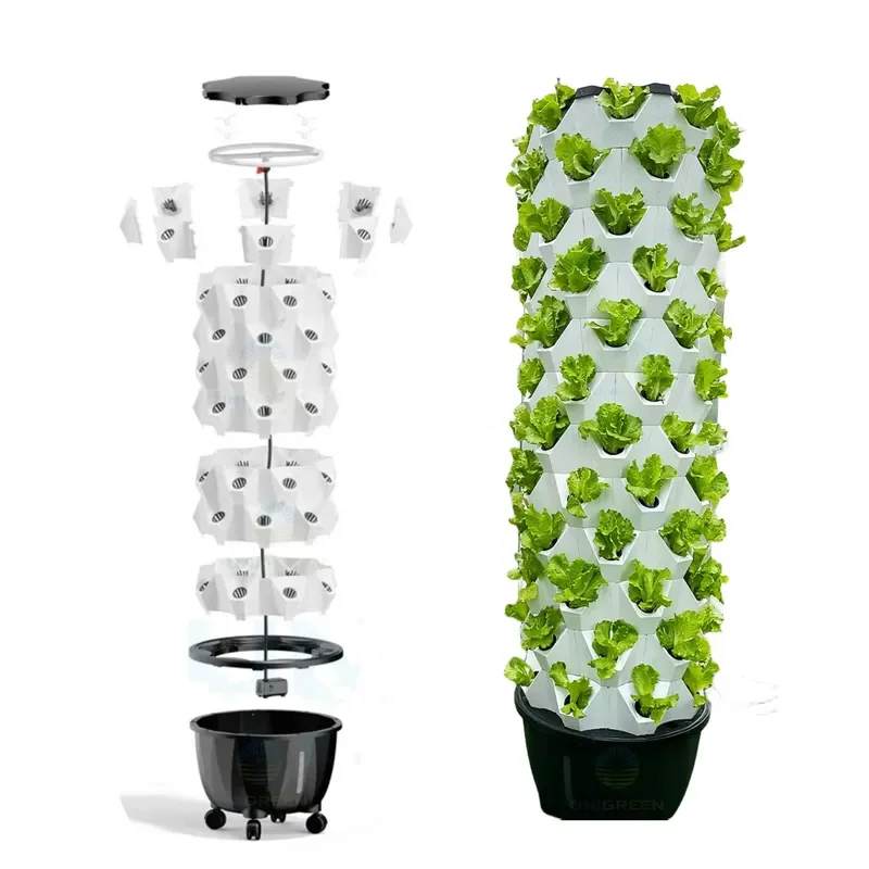 Vertical Tower Garden With Wheels 12 Layer 65L Tank Growing Towers Hydroponics Vertical Garden Systems for Vegetable Grow