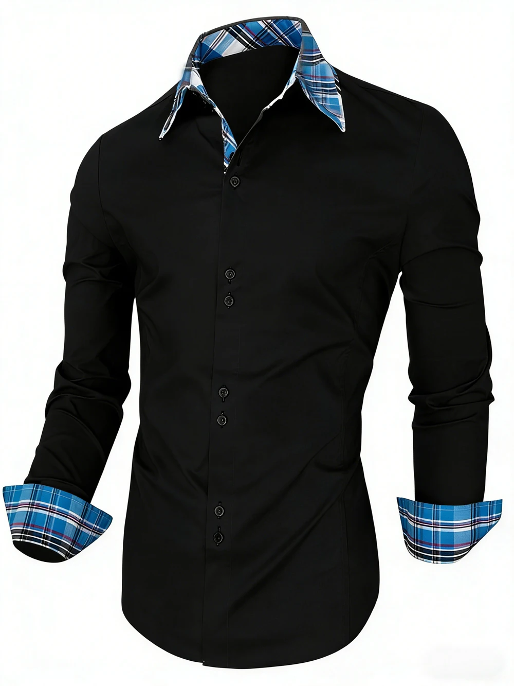 

Men's Luxury Business Long-Sleeve Collar POLO Shirt Solid Color Patterned Edge Printed Black Shirt Hawaiian White Designer Shirt