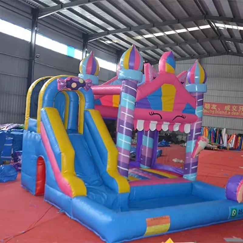 Candy-themed Inflatable Castle, Commercial Trampoline and Slide Combination, Party Rental.