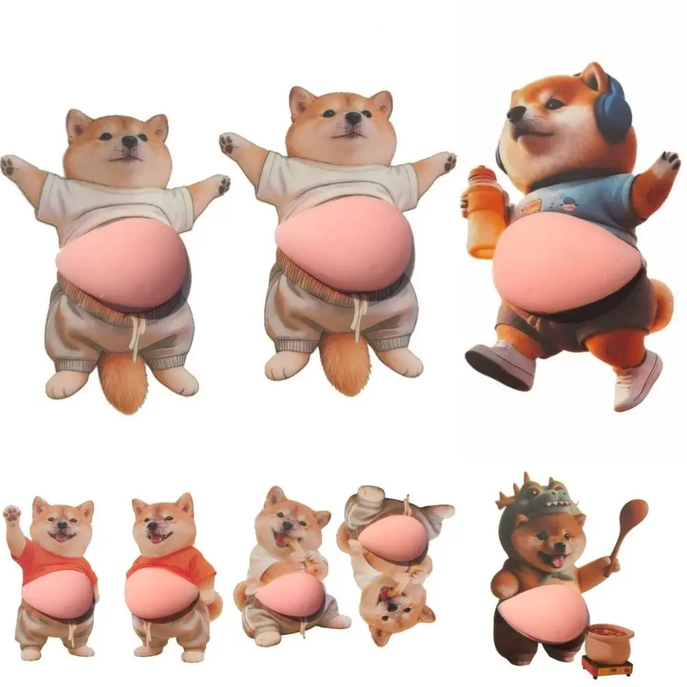 Pegatinas 3D de Shiba Inu Gordinos, Ultra Suaves y Aprietables, Pegatinas 3D de Cachorros Lindos, Pegatinas de Vientre de Perro