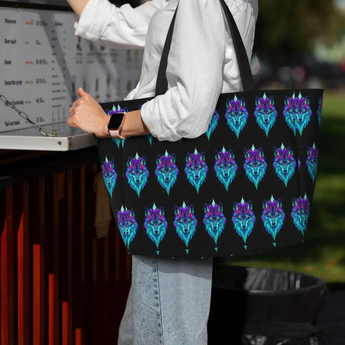 

Wild Wolf Beach Tote Bag Sport Gym Yoga Duffle Large Tote Bag Women Travel Bag Fitness bag