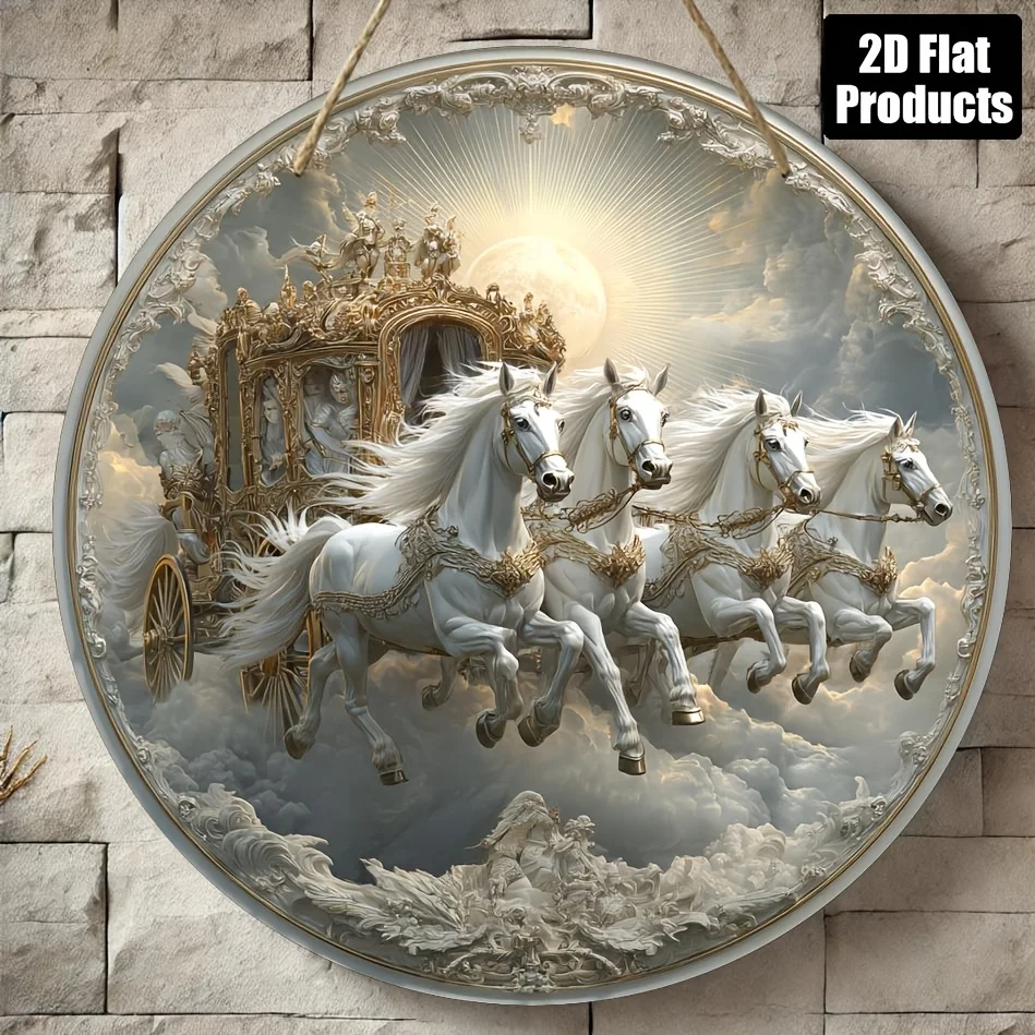 2D Flat - 1pc 2D Flat Round Wooden Board Decorative Painting