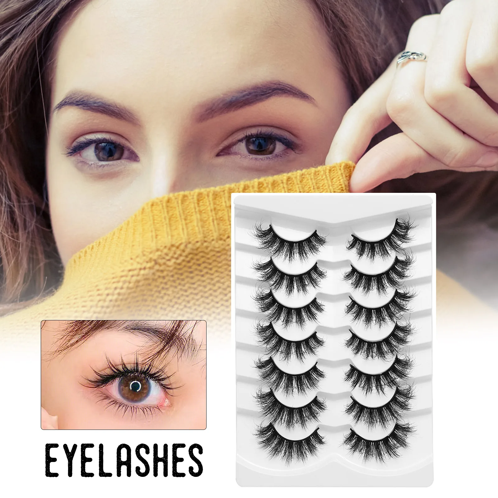 7 Pairs Thicken False Eyelashes Long Dramatic Thick Soft Light Lashes Eye Makeup Accessory