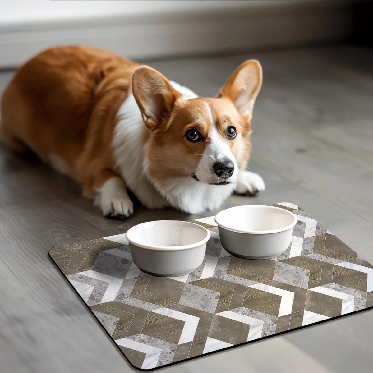Stylish Wood Grain Pattern Polyester Absorbent Mat - Practical Floor Mat for Home, Living Room and Entryway Use 2