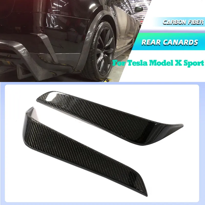 

Full Carbon Fiber Car Rear Bumper Canards Fins for Tesla Model X Sport Utility 4-Door 2016-2019 Racing Rear Splitter Apron