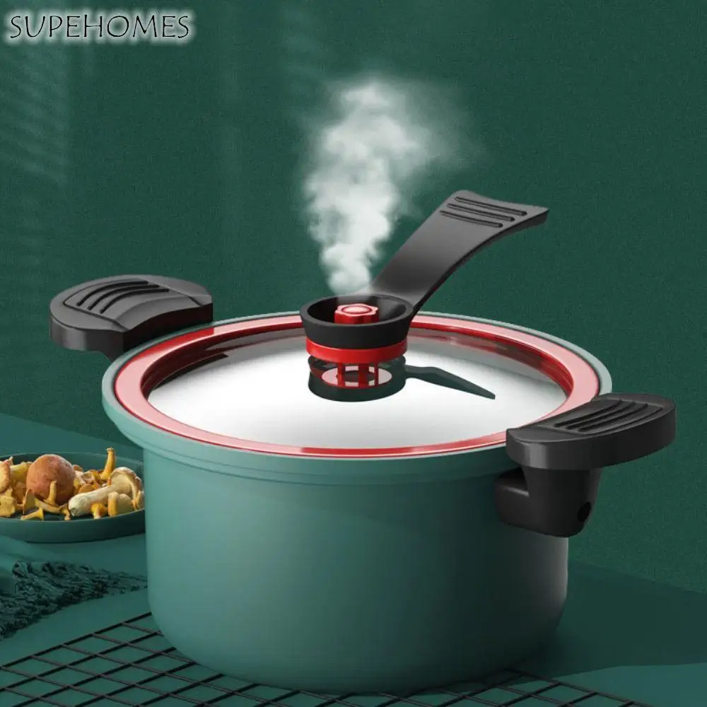 

With Non-stick Coating 3.5L Pressure Cooker Anti-scald Two Ears Handle Lid Soup Pot Flat Bottom Red Green Micro Pressure Cooker