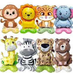 Jungle Party Standing Animal Balloon Mini Lion Tiger Giraffe Zebra Leopard Balloon Small Size Balloon Jungle Safari Party Decors