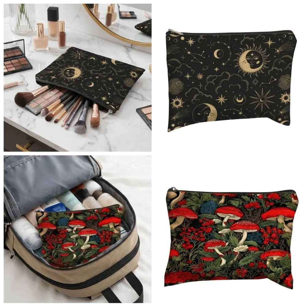New Red Mushroom Makeup Bag Moon Trendy Forest Bag Portable Durable Coin Purse Student Use
