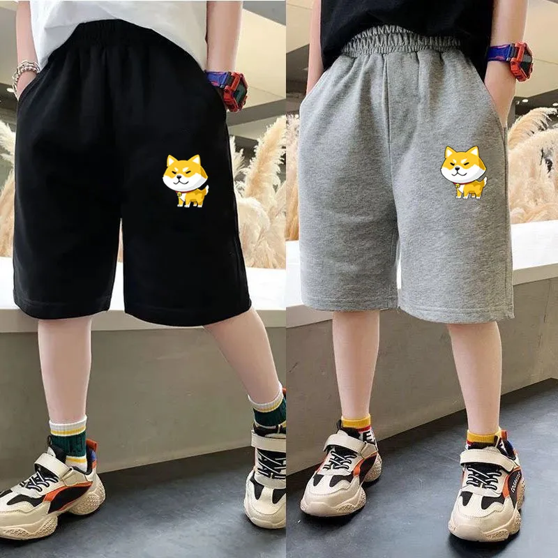 Boys Cartoon Husky Dog Print Shorts 3-14y Children's Summer Five-point Pants Kids Cartoon Sweatpants with Pocket