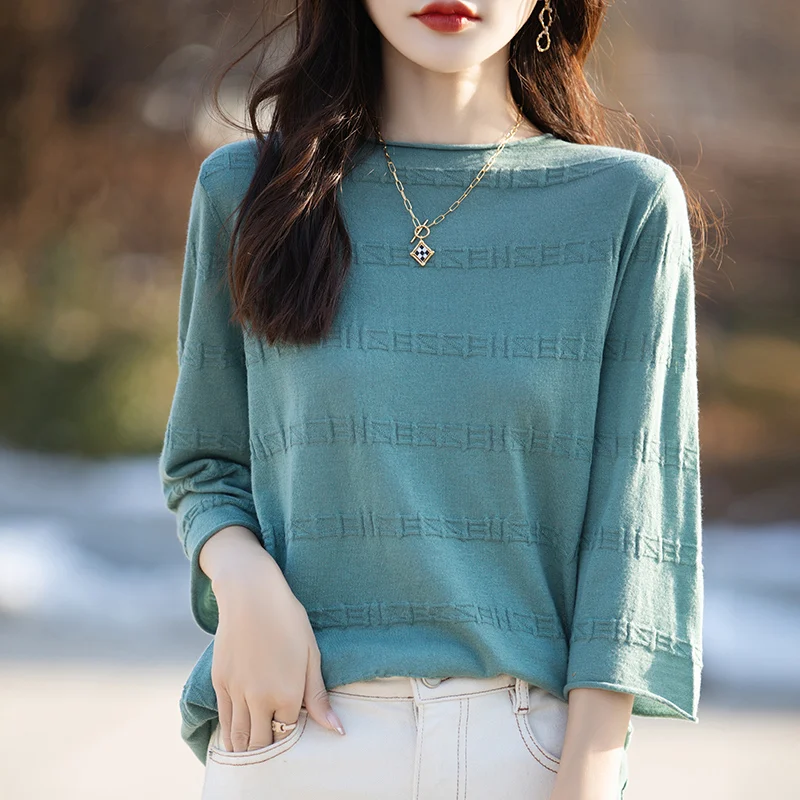 2024 New Spring and summer Half sleeved cashmere sweater Women Knitted Sweater O-Neck Half sleeved cashmere sweater Women