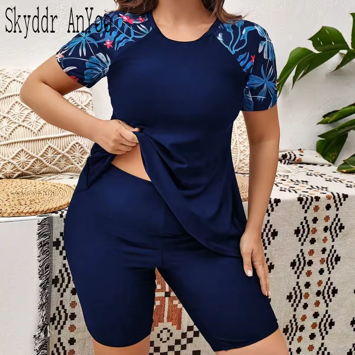 Plus Size Swimsuits Woman 2024 Two-Piece Surf Swimwears Sports Beachwear High Waist Bathing Suit Pool Women's Swimming Suit