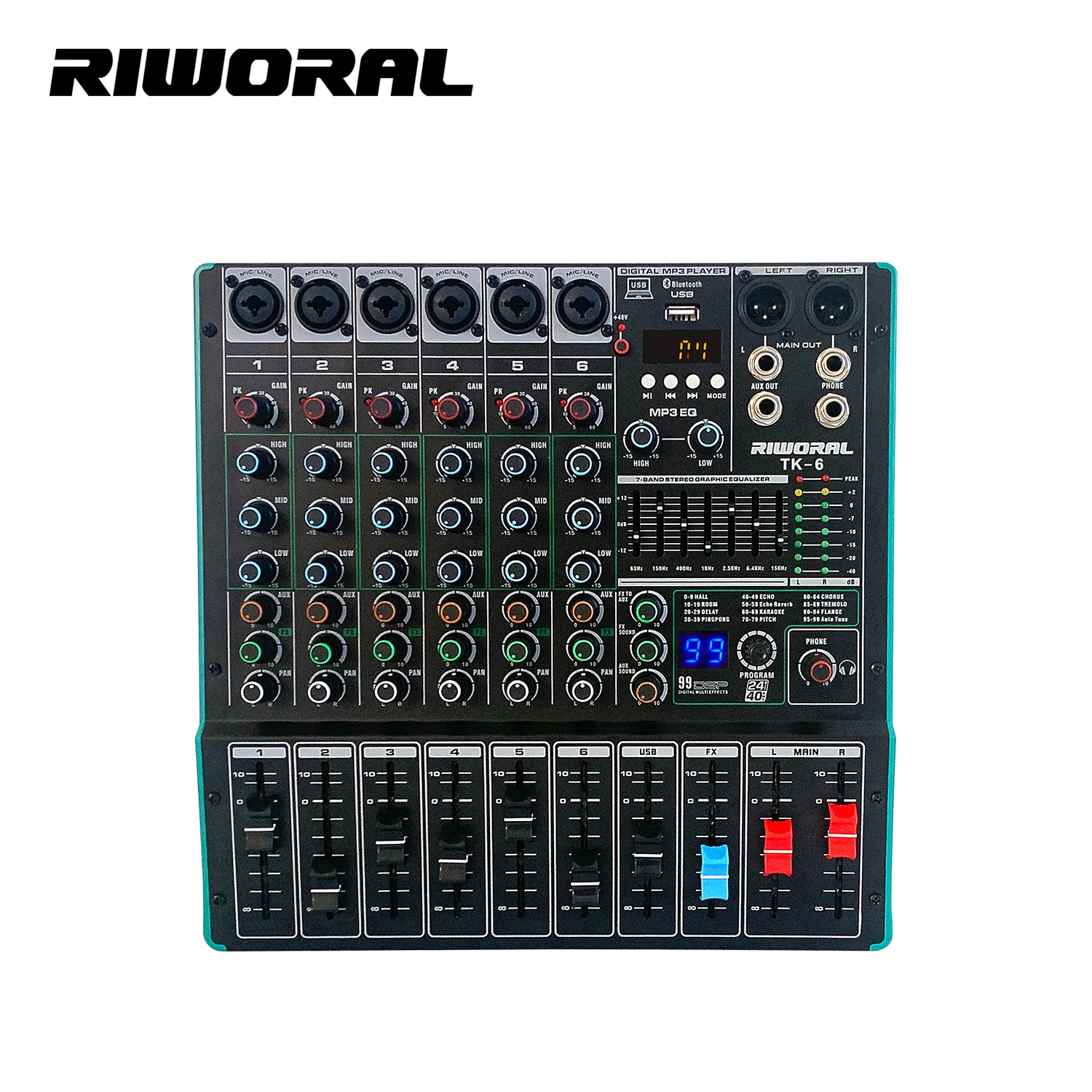

2025 hot sale TK6 Professional Audio Digital Mixer USB Sound Recorder DJ Music Console High Quality Sound Equipment