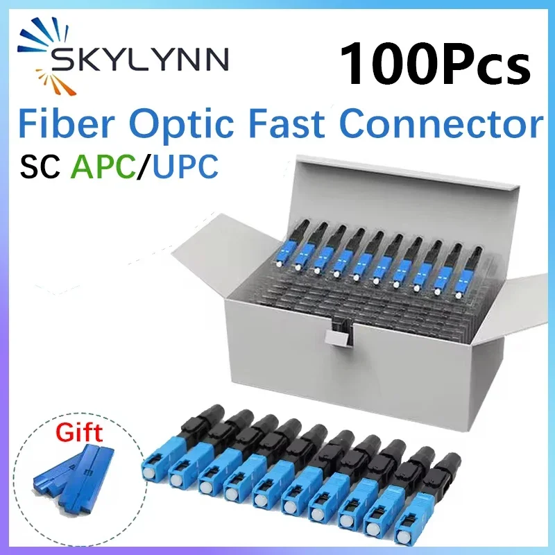 

100 шт., оптоволоконный быстрый разъем SC APC/UPC, холодный разъем, высокое качество, полевая быстрая сборка, встроенный FTTH