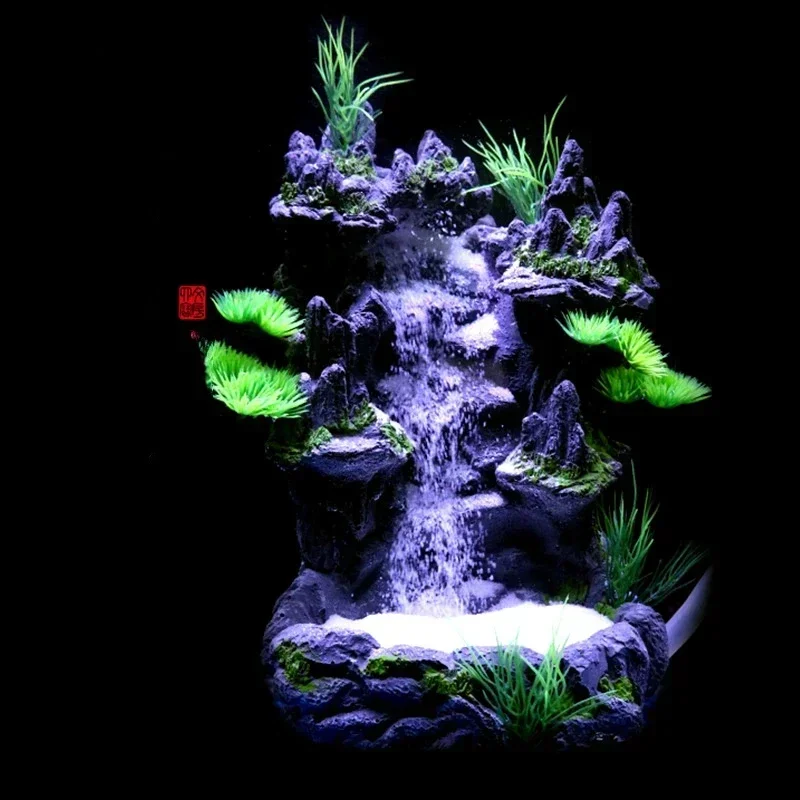 Fish Tank Landscaping Water Quicksand Waterfall Package Rainforest Tank Ecological Tank Feng Shui Ornaments Resin Rockery