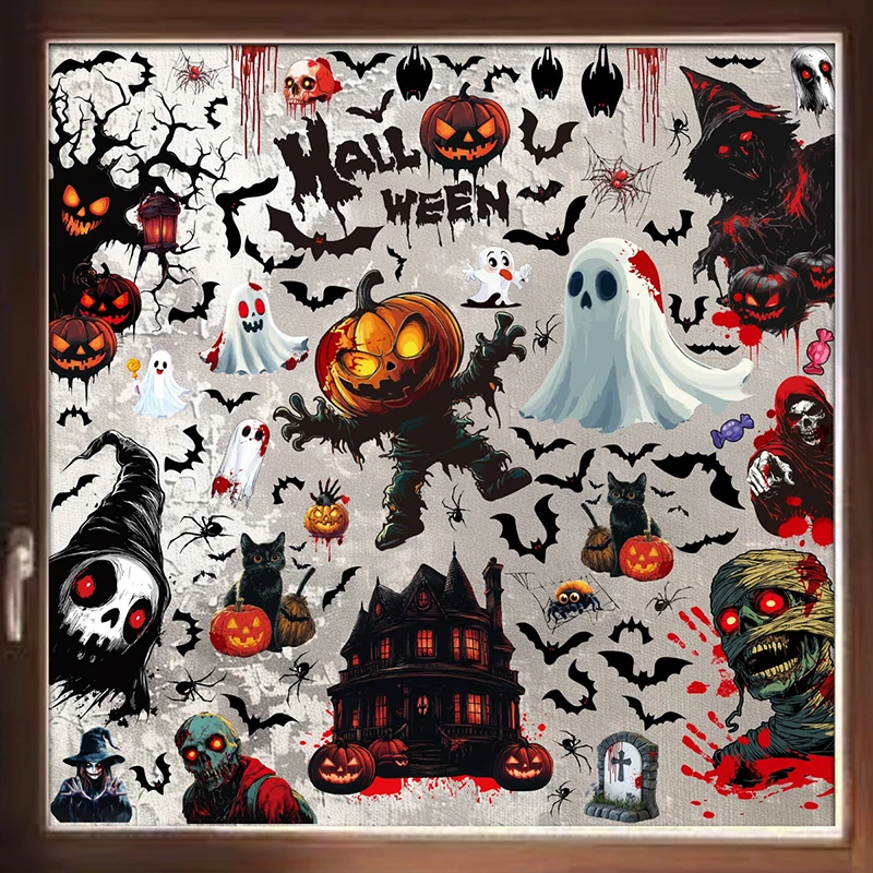 Новинка-2025-года-декор-на-Хэллоуин-ужас-летучая-мышь-призрак-статические-наклейки-креативные-тыквы-смерть-стеклянные-наклейки-на-окна-праздничное-украшение