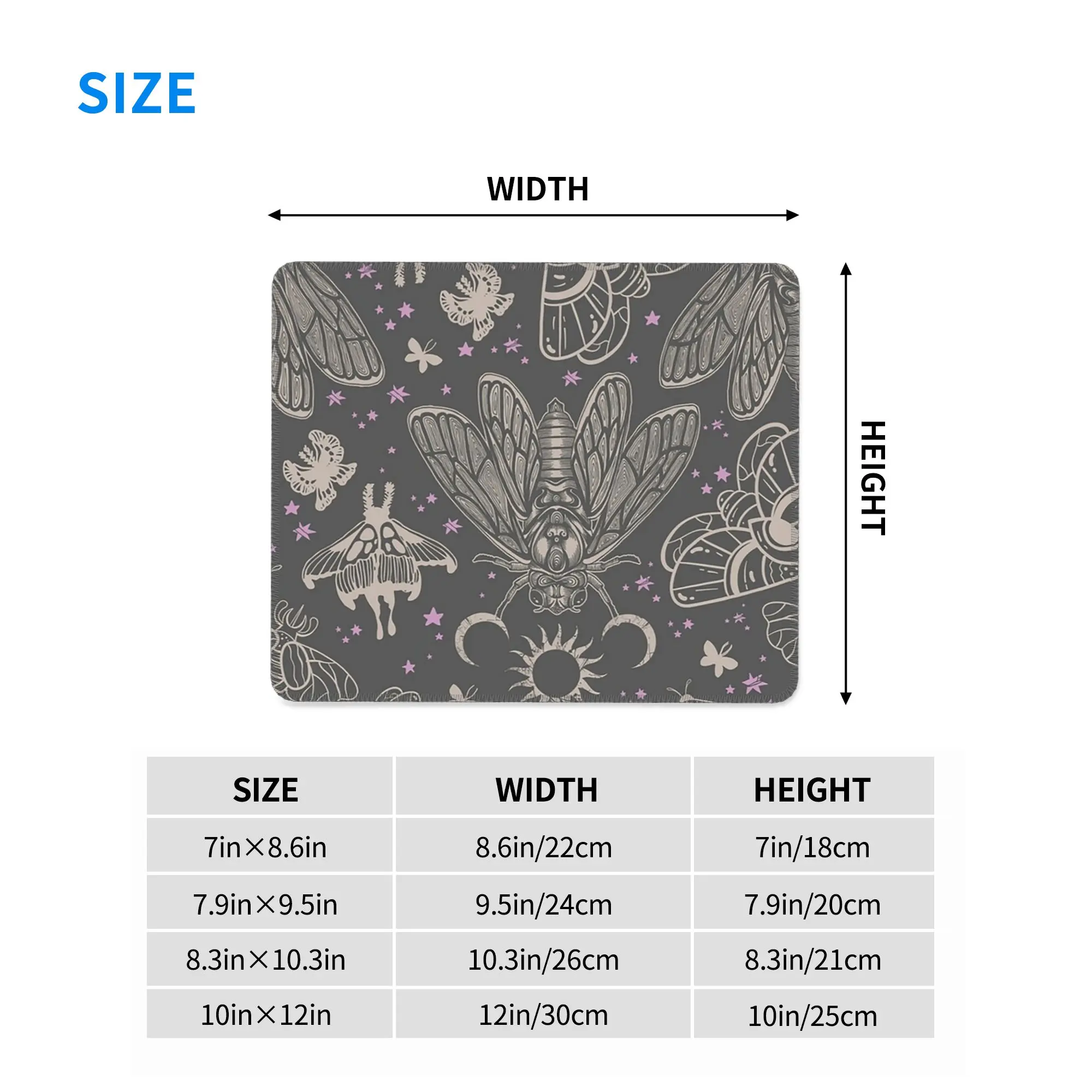 Esoteric Cicada And Moth Witchy Celestial Sun Moon Mouse Pad Computer Keyboard Mouse Mat Gaming PC Laptop Desk Mat Table Mats