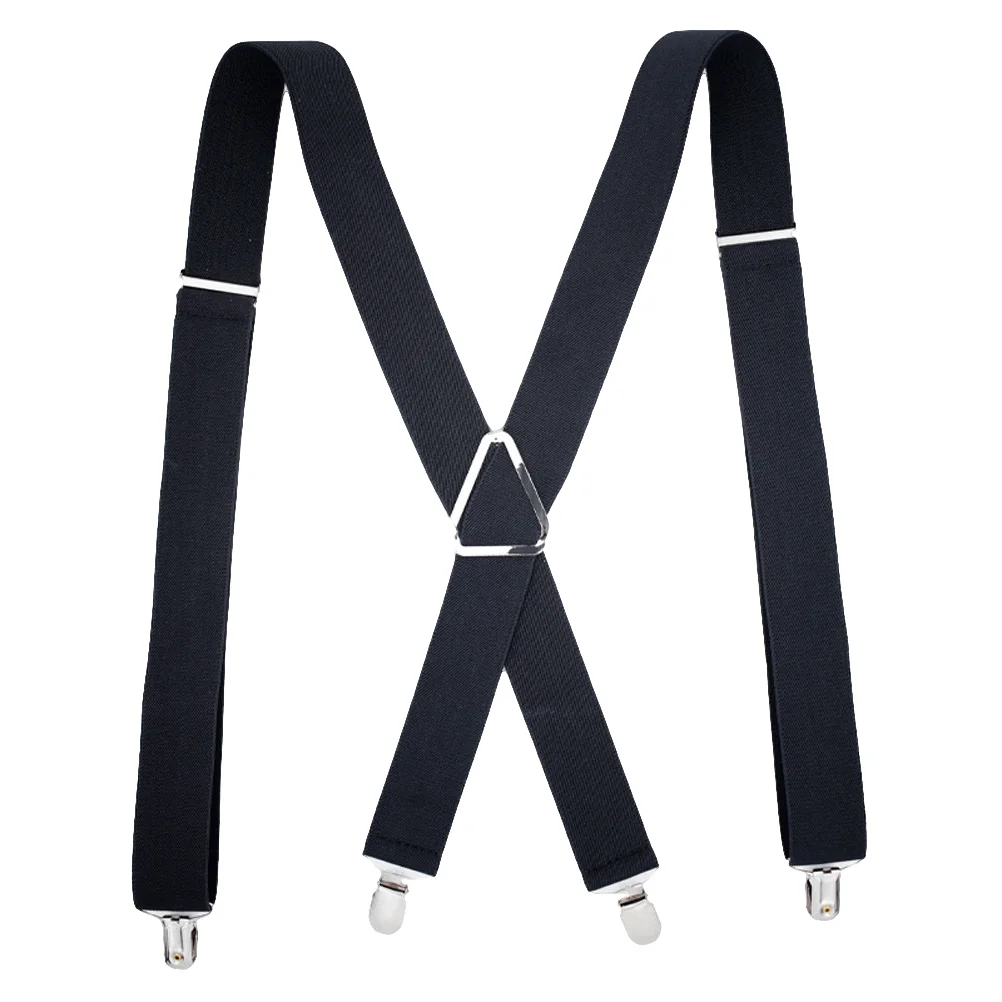 

Mens Suspenders X Shape Wide Adjustable Elastic Braces Heavy Duty Pants Straps Black 4 Strong Clips Stylish Design Lasting