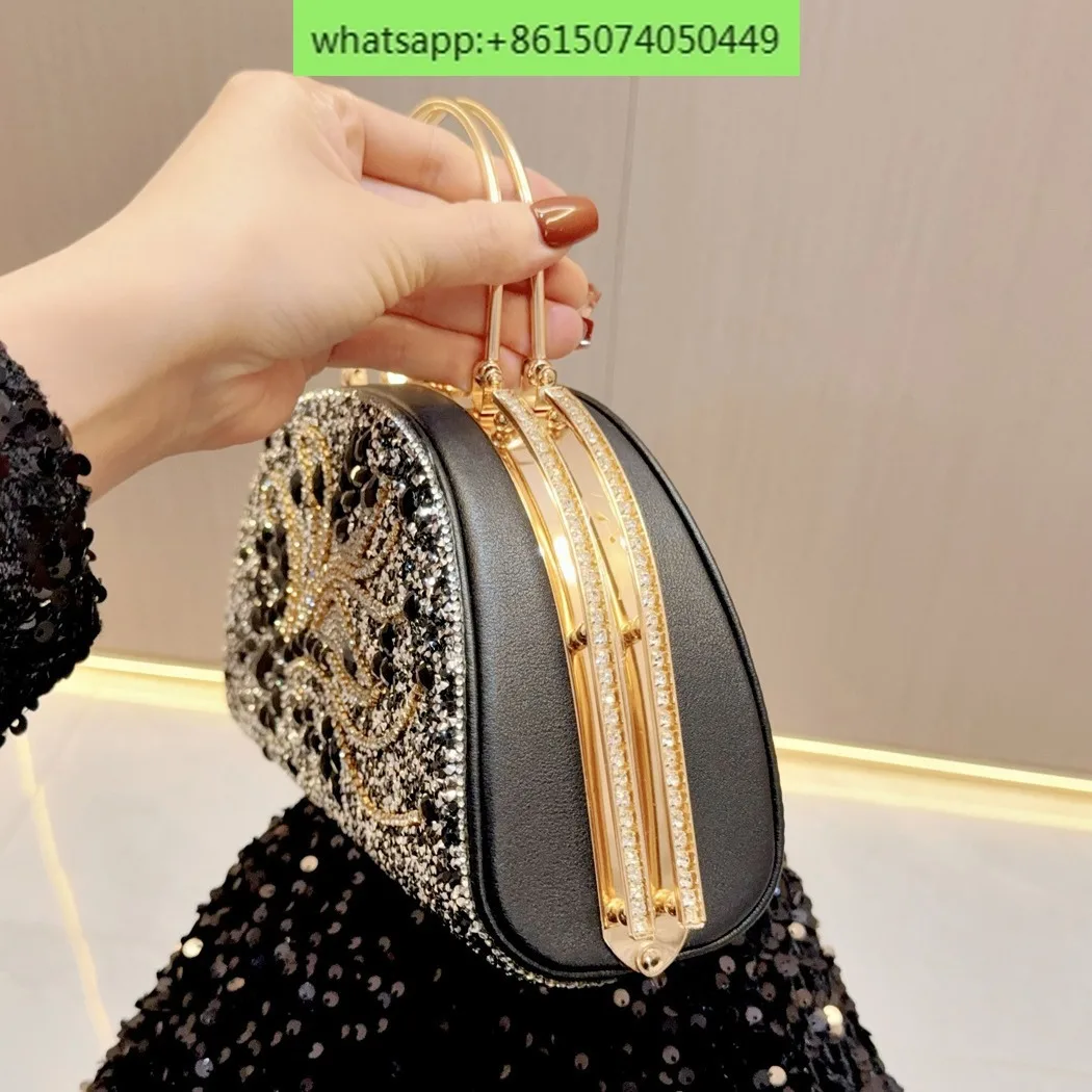 Large capacity handbag, high-end dress for socialites, paired with diagonal cross banquet bag