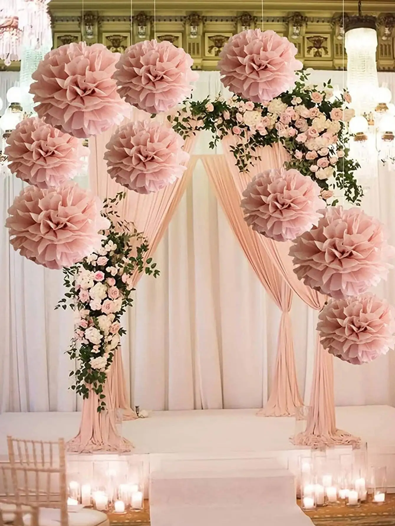 Boule de fleurs en papier élégante pour les décorations de mariage et de fête, parfaite pour la scène de Gand et la décoration de confrontation, 9