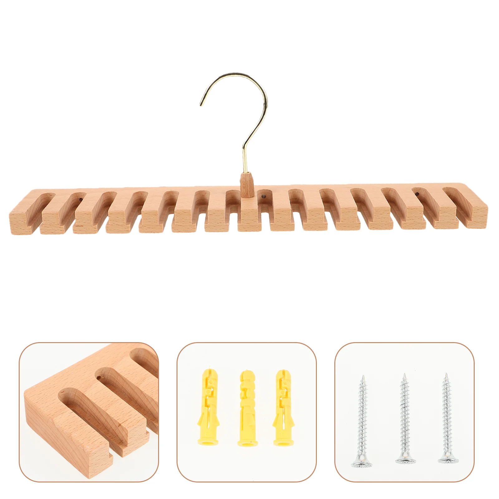 

Tie Rack Multi-function Organizer Belt Holder for Closet Scarf Hanger Belts Solid Wood
