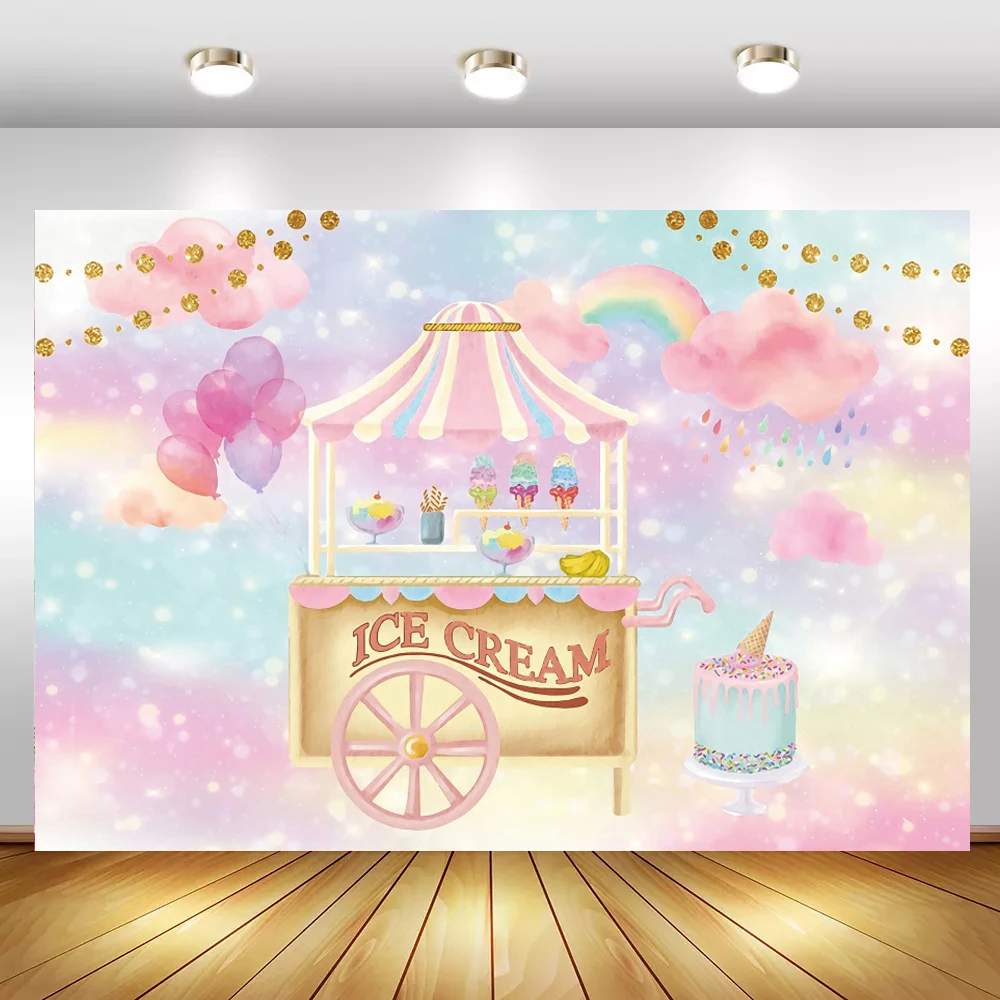 Laeacco – ballons à motifs muraux de crème glacée, cadeau, Dessert doux, décor de fête d'anniversaire, arrière-plan Photo bébé