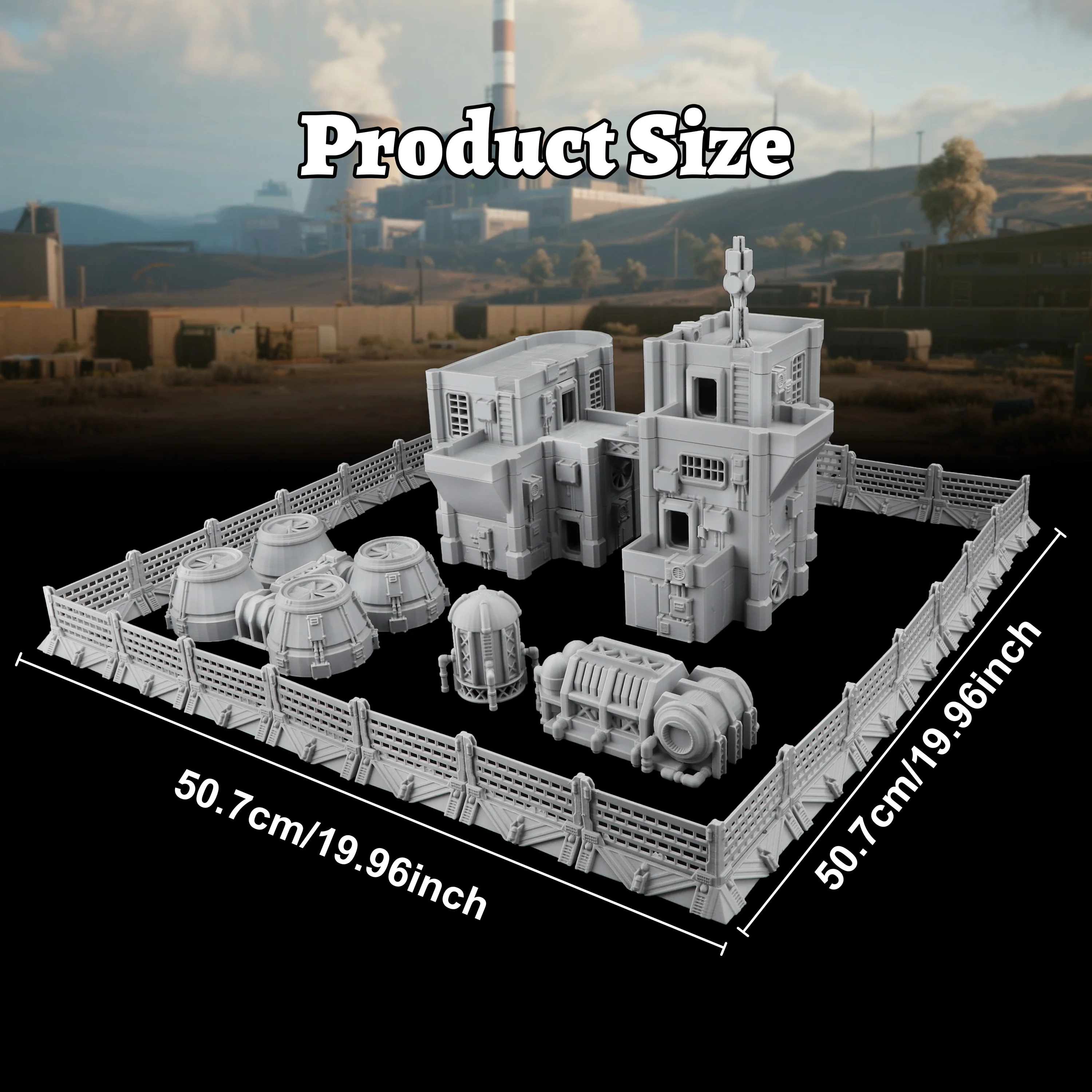 Fantasy Power Station Miniature Terrain Set, Industrial power generation Scenery Model for Tabletop Game Accessories