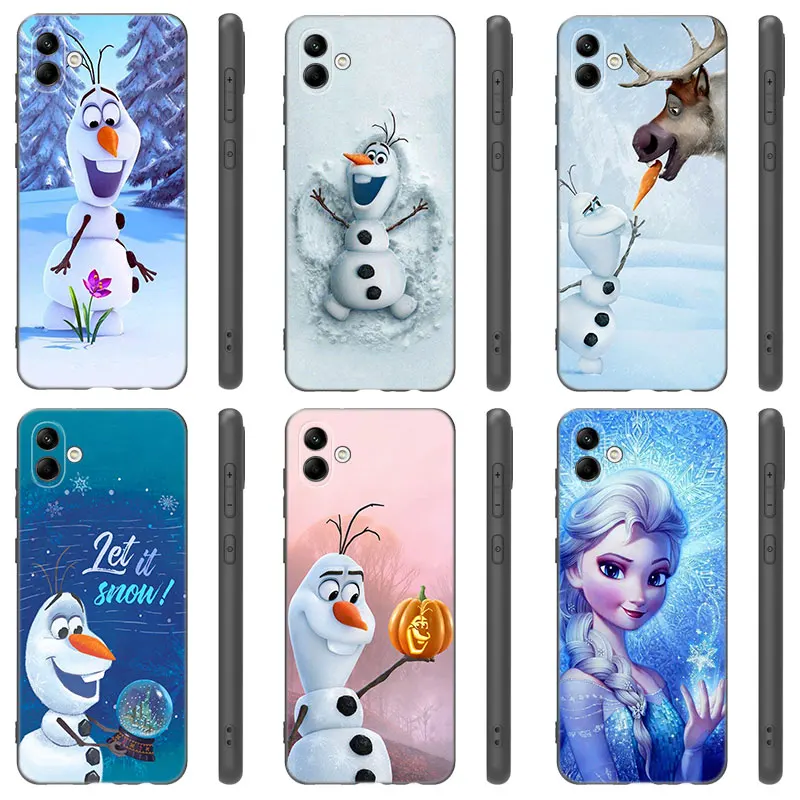 Frozen Olaf Elsa Black Phone Case For Samsung Galaxy A01 A03 Core A04 E A02 A05 A10 A20 A21 A30 A50 S A6 A8 Plus A7 2018