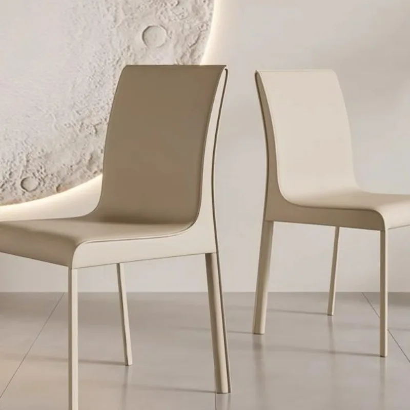 Dining chair saddle leather home restaurant dining back chair leisure desk chair Nordic light luxury home simple soft bag