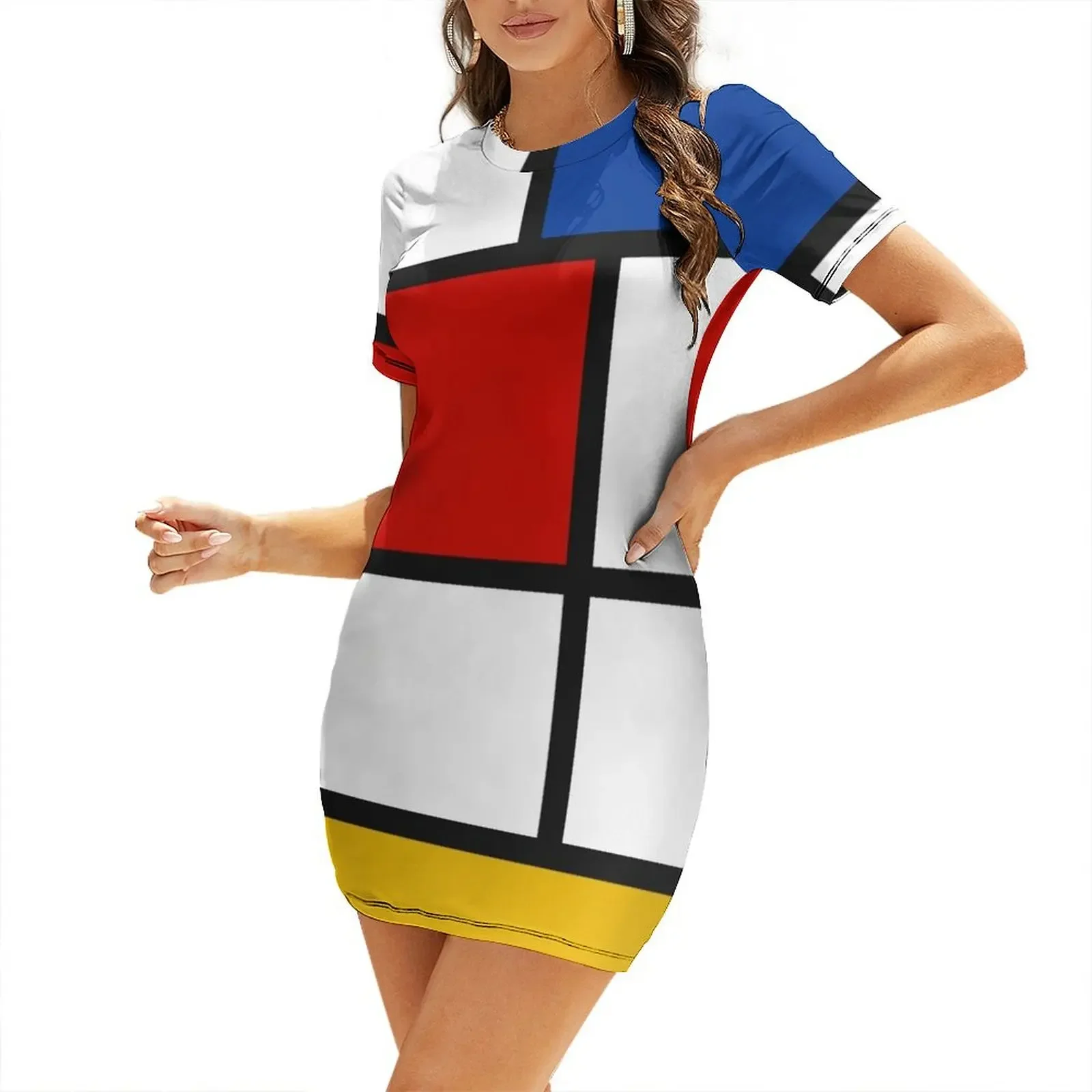 

De Stijl #1 (Mondrian Inspired) Short-Sleeved Dress fairy dress sensual sexy dress for women