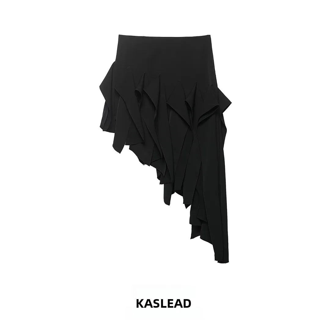 

Модная асимметричная юбка с высокой талией из поливолокна для женщин, весна 2026, новая универсальная модель KASLEAD, женская мода