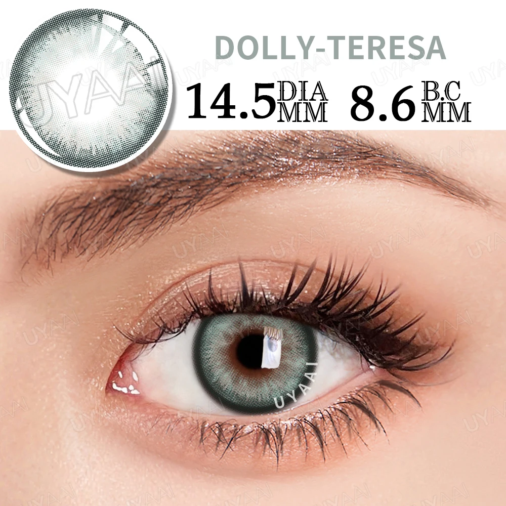 UYAAI-Lentilles de contact de couleur naturelle pour les yeux, bleu, gris, marron, belle pupille, annuelles, 2 pièces
