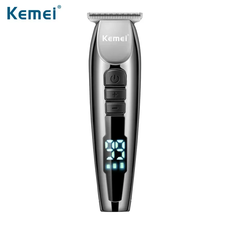 Cortadora de pelo eléctrica Kemei LCD, recortadora profesional USB para hombres, Máquina para cortar cabello