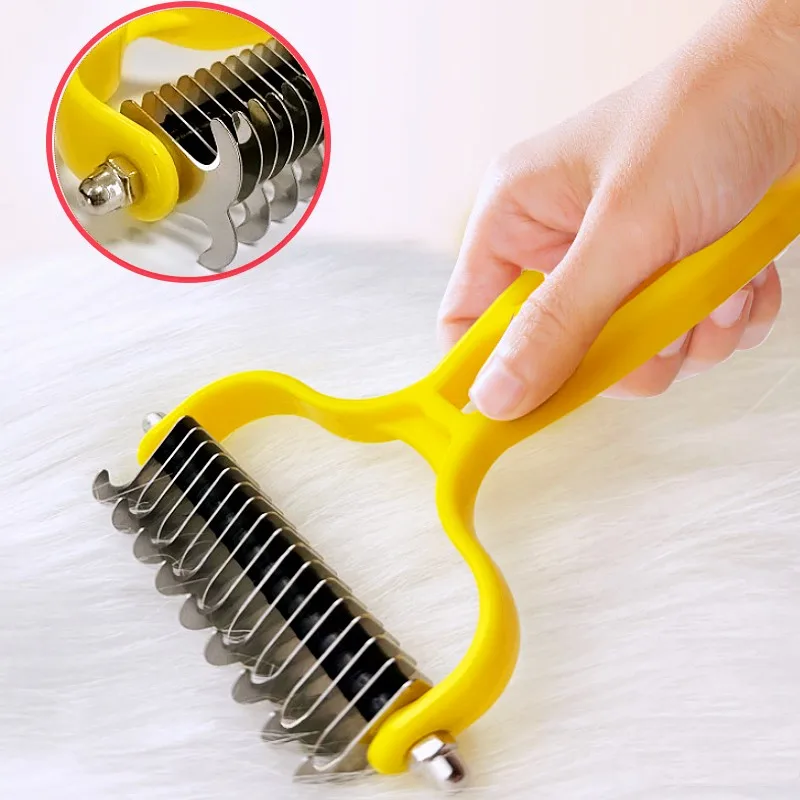 

Dog Comb Knife Dogs Brush Open Knot Dogs Comb Pet Hair Remover Dog Grooming Brushes Stainless Steel Brush for Pet Hair Cleaning