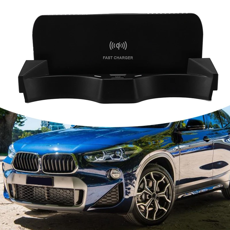 Car 15W Qi Wireless Charger Panel Fast Charging Phone Holder Pad For -BMW F48 X1 F39 X2 2020-2021