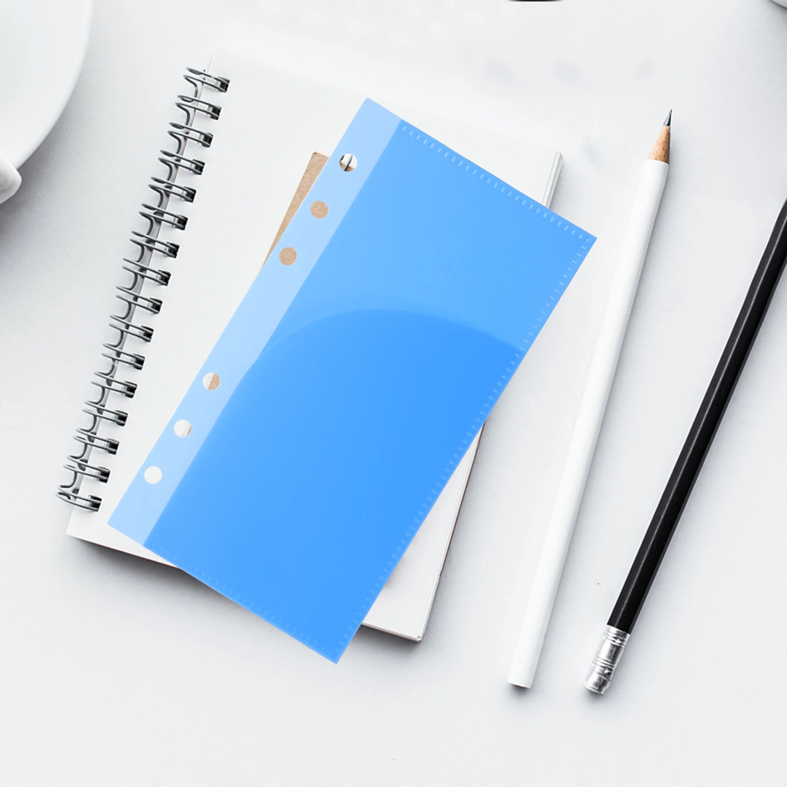 

5pcs Replaceable Budget Dividers Blue PP Double Pocket Loose Pocket Envelopes For Budget Book Storage