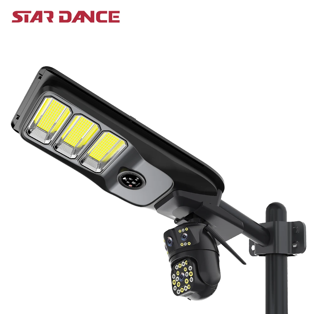 Rscamtom Outdoor 9MP Multi-lens Solar Street Light Camera Motion Check feedback  Color Night  Cctv Camera 4g