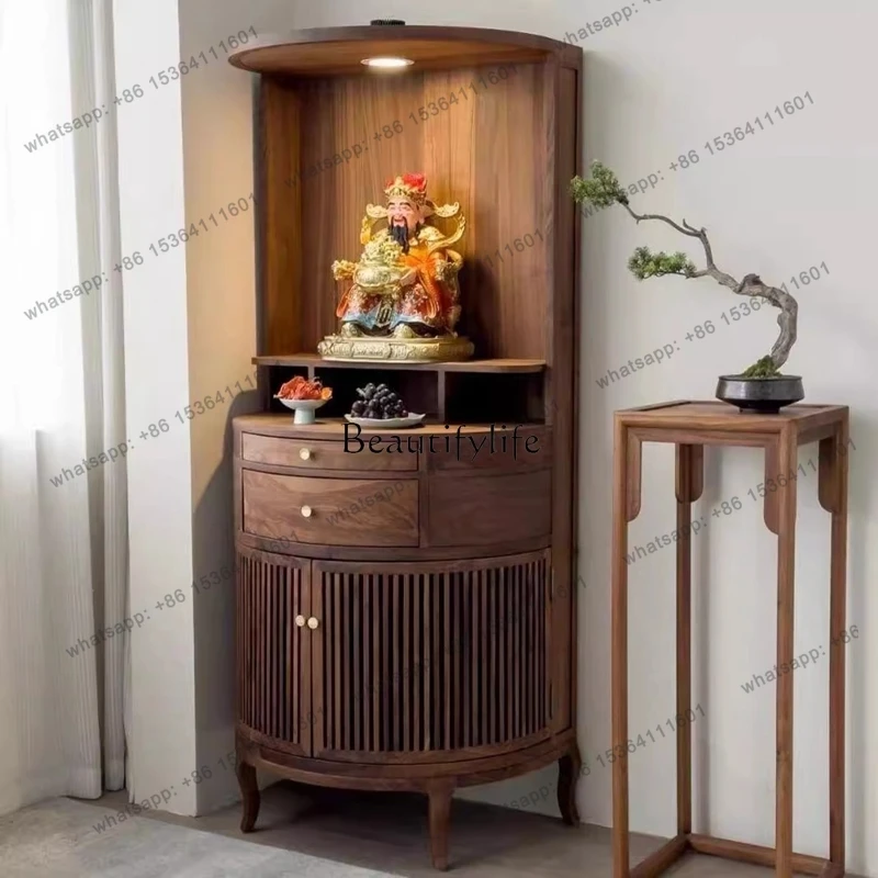 13 New Chinese style 2025 ebony solid wood shrine living room God of Wealth incense altar