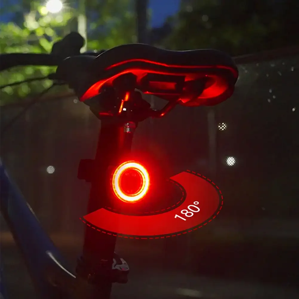 Portable Intelligent Sensing Bicycle Brake Taillight COB Large Aperture Long Endurance Night Riding Warning Light USB Charging