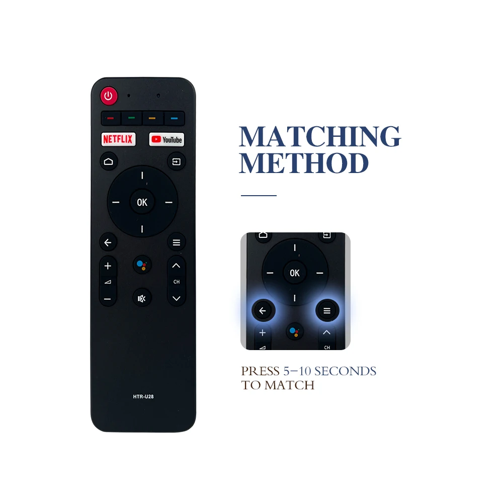 Haier HTR-U28 Voice Remote Replacement for 4K Smart LED LCD TV, Netflix YouTube Shortcut Keys, Long Range 360° Connection