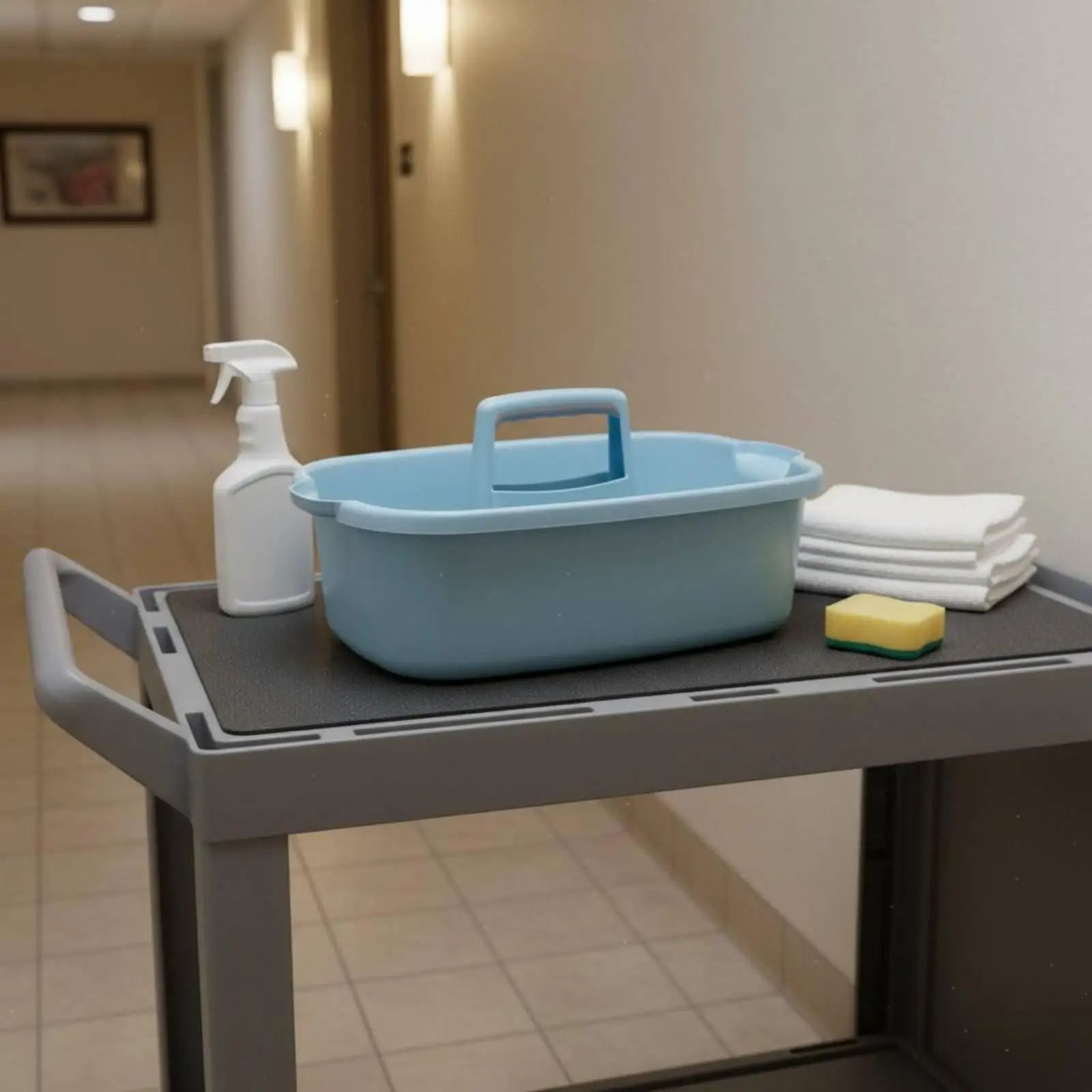 Portable Hotel Supply Tote Durable Polypropylene Utility Basket for Spray Bottles Brushes Sponges Household Cleaning Storage