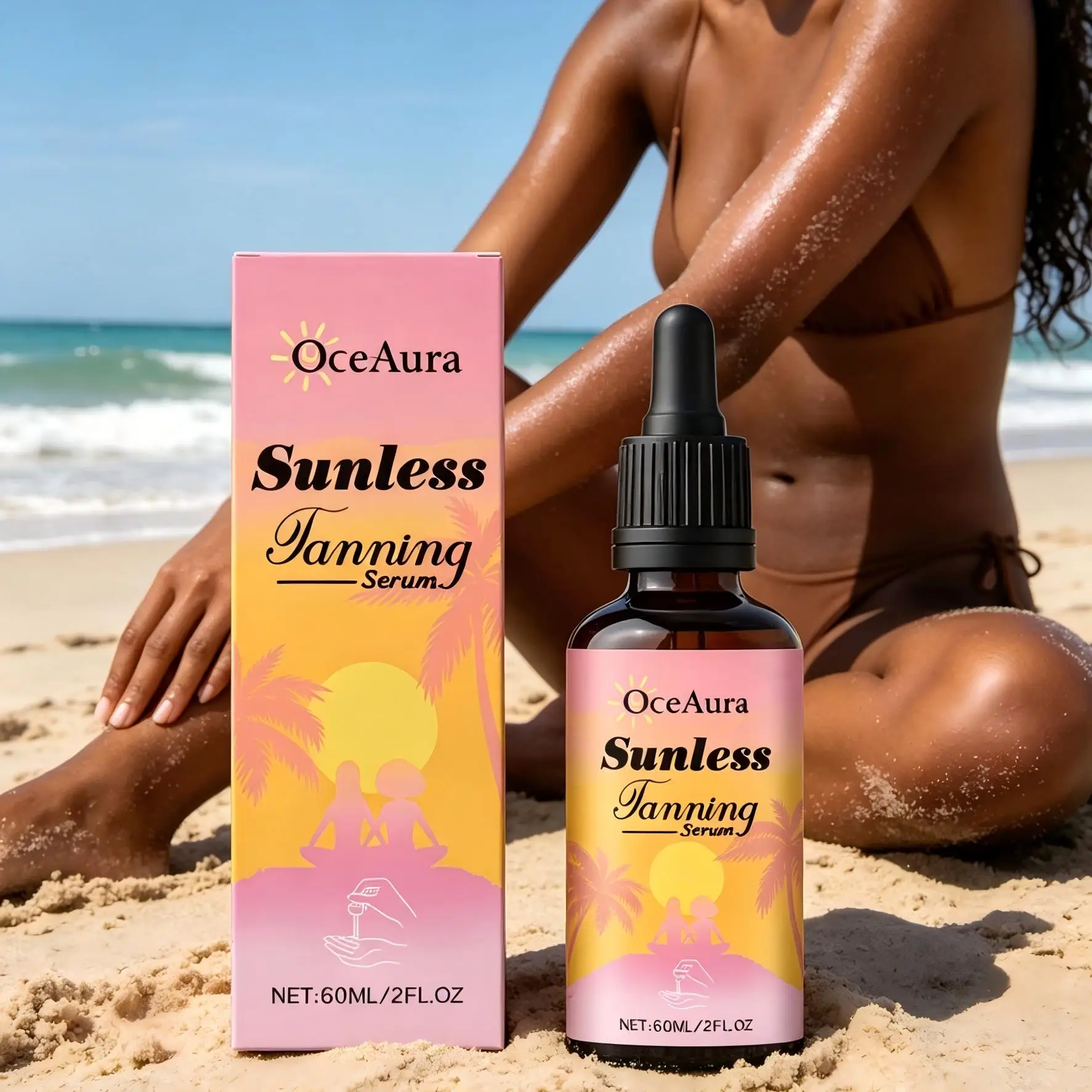 OceAura Self Tanning Serum for Face & Body Natural Glow Skin Browning Sunless Tanning Products Quick Dry Sunless Self Tanner