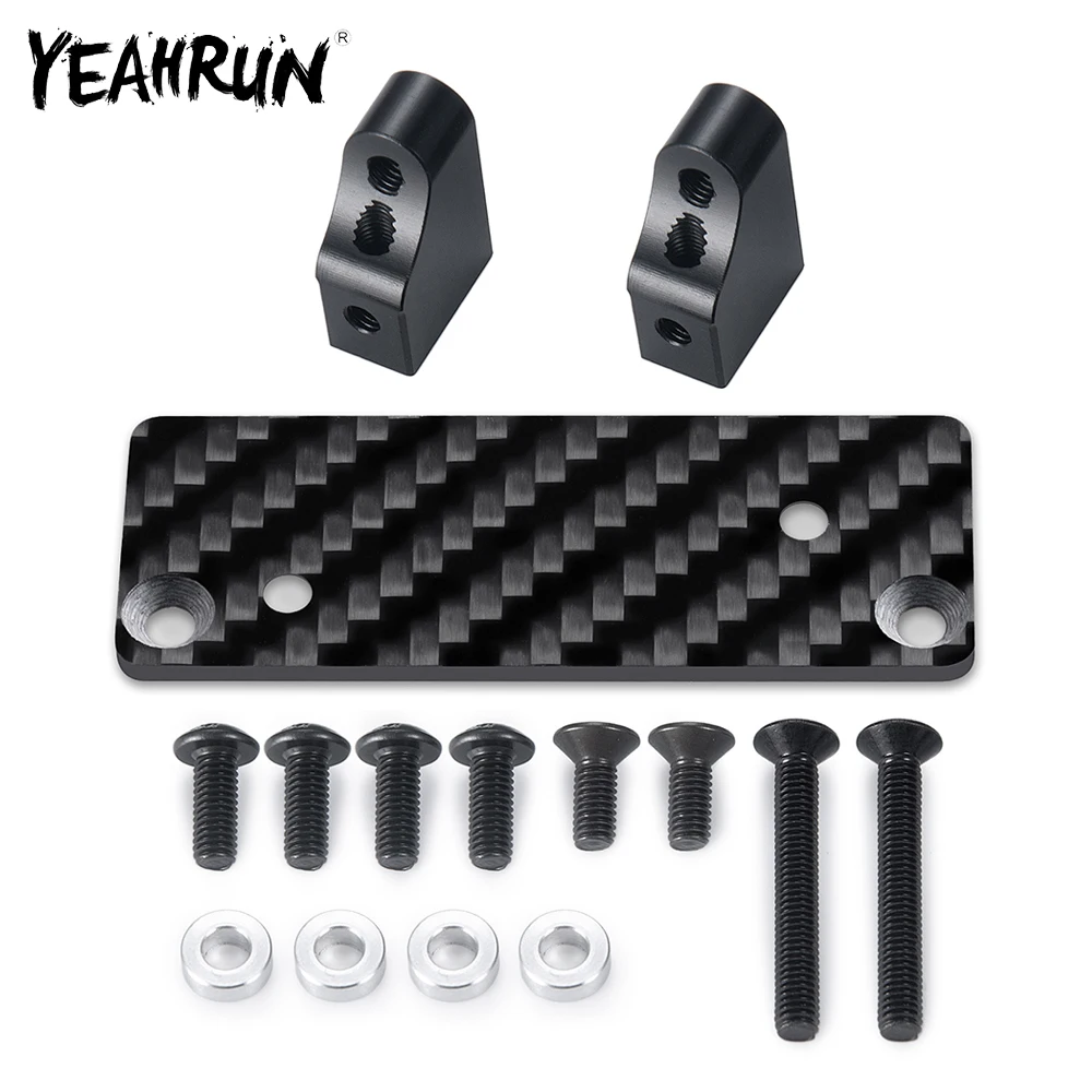 YEAHRUN Carbon Fiber + Aluminum Servo Mount Fixed Bracket Plate for Tamiya 1/10 Clod buster 4x4x4 Monster Truck Upgrade Parts