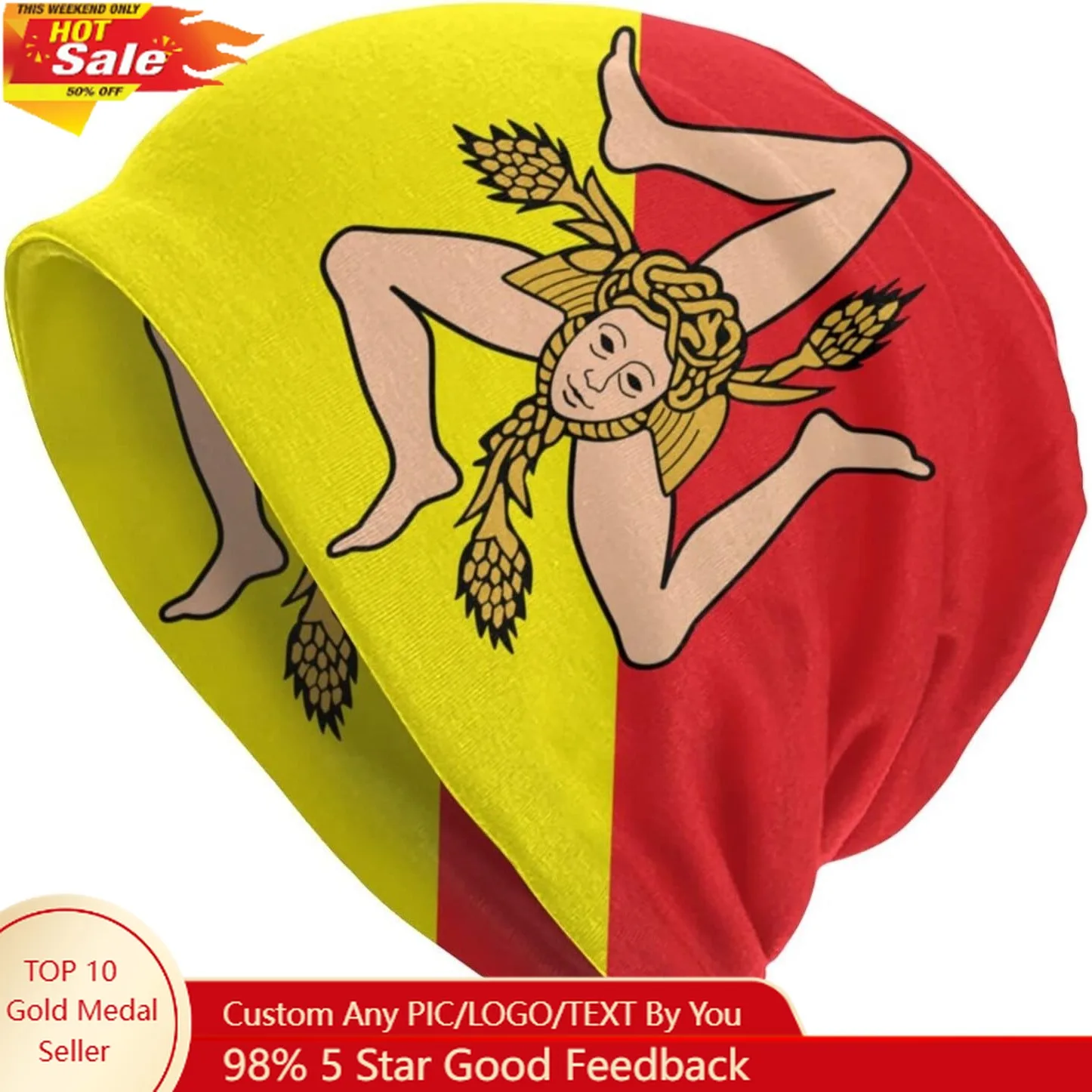 

Sicilian Flag Beanie Hats Skull Cap Adult Knit Hat Soft Balaclava Baggy Hat Outdoor for Mens Womens