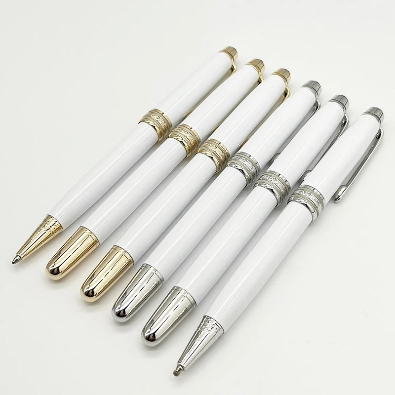 Lanlan-White Metal MB Esferográfica, Rollerball Caneta-tinteiro, Papelaria de escritório com galvanoplastia Escultura, Número de Série, 163