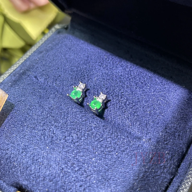 100% Natural 3*3 mm Emerald Jewelry 925 silver earrings for Goddess of fine jewelry